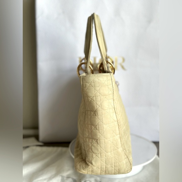 Dior Lady Dior Cannage Nylon Handbag Beige - Picture 6 of 17